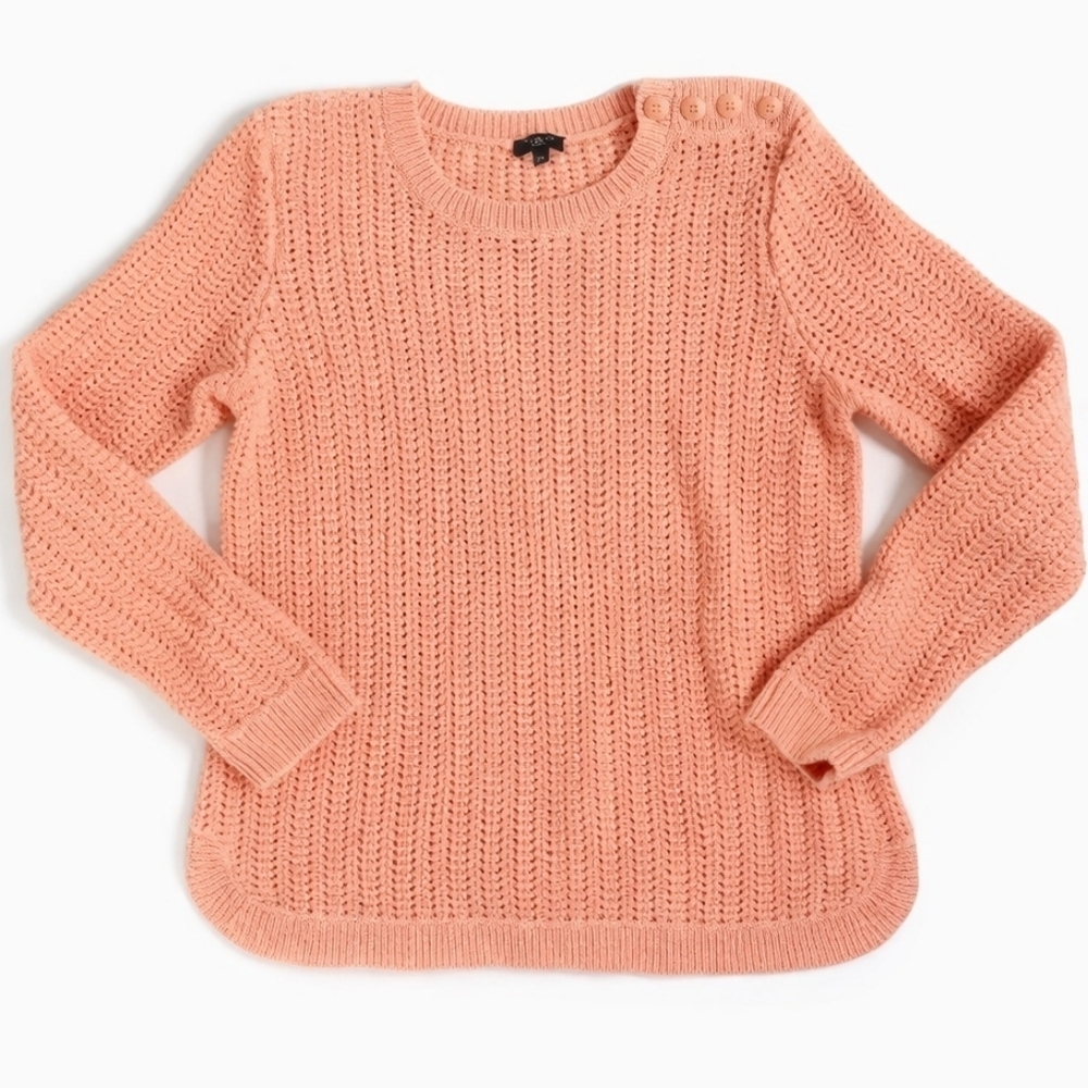 Talbots Lambswool Open Knit Crew Neck Sweater Peach sz Mp